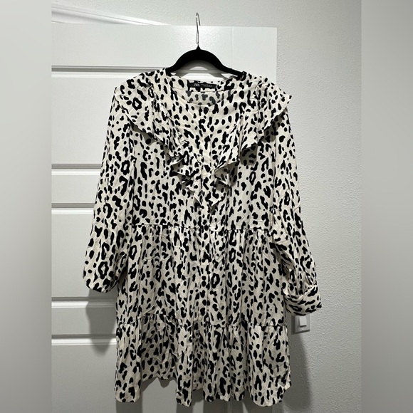 Zara Leopard Print Ruffle Dress - Picture 2 of 3